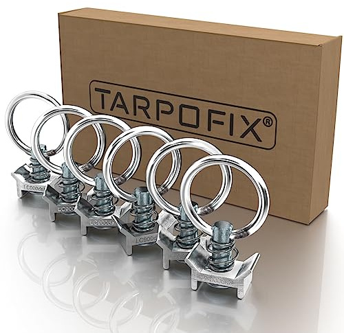 Tarpofix® Airline Fitting Ring 6 Stück - Zurröse 900 daN Airlineschiene | Einfachendbeschlag für Zurrschienen, 900 kg Tragkraft | Flugösen zur Ladungssicherung in Anhänger & PKW | robust, schnell