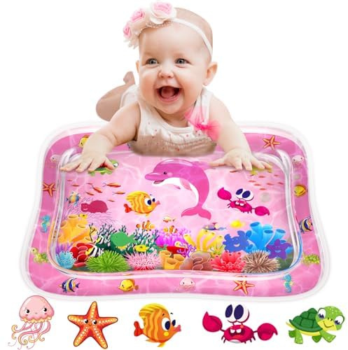 ZMLM Tummy-Time Baby-Geschenk: Aufblasbares Kleinkind-Baby-Wasserspielzeug, Aktivitäts-Wassermatte, Bauch-Zeit-Matte, sensorisches Baby-Spielzeug für 3–12 Monate, Geschenk für Neugeborene