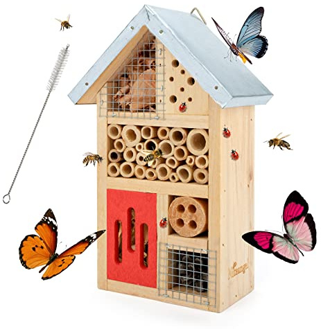 Niteangel Insektenhotel Natur Holz Garten Insektenhaus Marienkäfer Florfliegen Schmetterling Biene Käfer
