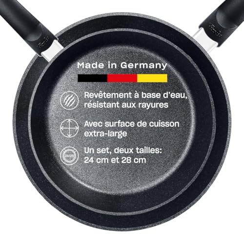 Fissler Adamant Comfort/Pfannen-Set 2-teilig (24 cm + 28 cm) – kratzfeste Aluminium-Bratpfannen mit Antihaft-Beschichtung, Made in Germany - Induktion