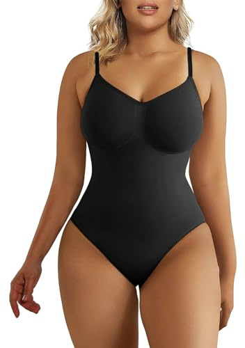 SHAPERX Shapewear Damen Bauchweg Bodysuit Formender Body Shaper Sculpting Tanga mit Verstellbarer Schultergurt