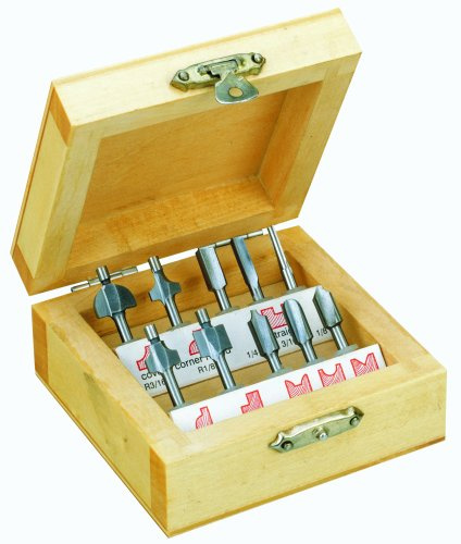 Proxxon 29020 Holzprofilfräser-Set, 10-teilig mit Holzkästchen, Tons Argentés