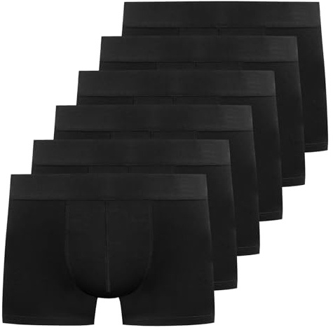 YouShow Boxershorts Herren Schwarz 6 Pack Baumwolle Unterhosen Männer Ohne Kratzenden Zettel Retroshorts Unterwäsche Boxer L