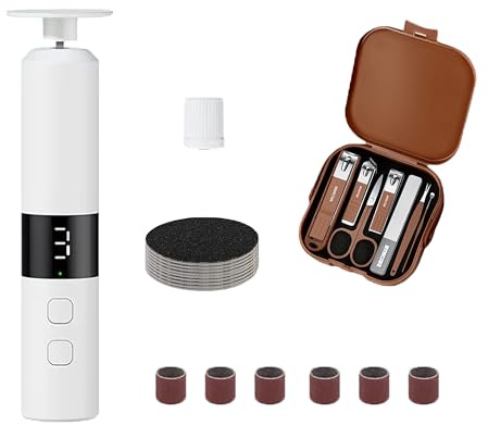Elitzia 2-in-1 Elektrischer Hornhautentferner und Nagelpolieren, mit 7-teiligem Nagelknipser-Set, Fußschleifer, Hornhautentferner, 3 Geschwindigkeiten, verstellbares Nagelpflegewerkzeug für den