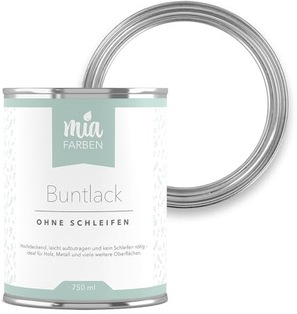 miafarben Buntlack ohne schleifen 750ml, Möbelfarbe, Möbellack für Holz, Metall, Kunststoff (Traumhaftes Weiss)