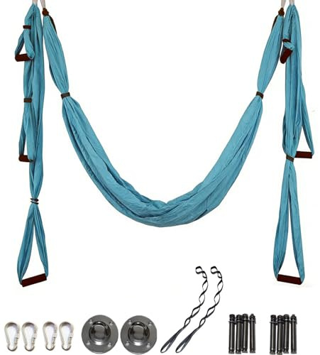 TOOSOAR Yoga-Hängematte,mit Dickem Schaumstoffgriff,bis 200 kg Belastbar,für Yoga,Anti-Schwerkraft (Himmelblau)