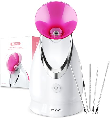 EZBASICS Gesichtsdampfer Gesichtssauna Nano Ionic Gesichtssauna Warmer Nebel Gesichtsdampfer Gesicht Heim-Sauna SPA Gesichts-Befeuchter Gesichtszerstäuber 1 Pack + 5 Stainless Steel Skin Kit