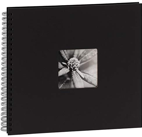 Hama Fotoalbum Jumbo 36x32 cm (Spiral-Album mit 50 schwarzen Seiten, Fotobuch mit Pergamin-Trennblättern, Album zum Einkleben und Selbstgestalten) schwarz