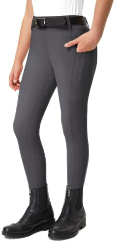 FitsT4 Sports Reithose Kinder Mädchen Reitleggings Silikon Vollbesatz | Reiten Hosen Sommer mit 2 Seitlichen Taschen und Gürtelschlaufen für das Reittraining und für Turniere