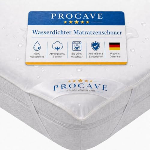 PROCAVE® Matratzenschoner 90x200 cm wasserdicht | Atmungsaktiver Matratzentopper mit Nässeschutz | Inkontinenzunterlage waschbar | Anti-Milben Bettunterlage | Premium Matratzenauflage Made in Germany
