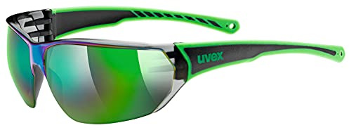 Uvex Erwachsene Sportstyle 204 Sportsonnenbrille, Black-Green, Einheitsgröße