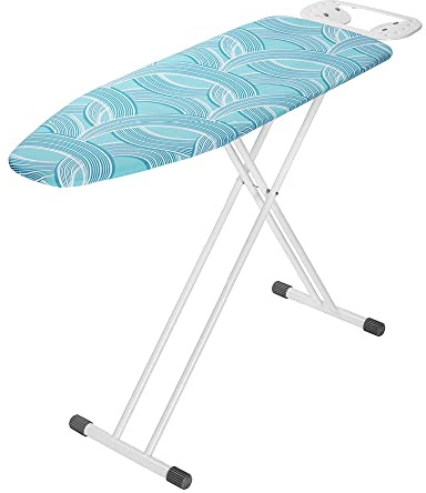 WENKO Bügeltisch Supreme, Bügelbrett mit großer Bügelfläche (120x42 cm) und extra dicker Polsterung, rückenschonend höhenverstellbar, stabiles Gestell aus Metall in Weiß, zusammengeklappt: 164x42x6 cm