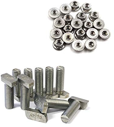 Igcon 10x Hammerkopfschrauben + Sperrzahnmuttern M10 x 25 Edelstahl A2 Photovoltaik