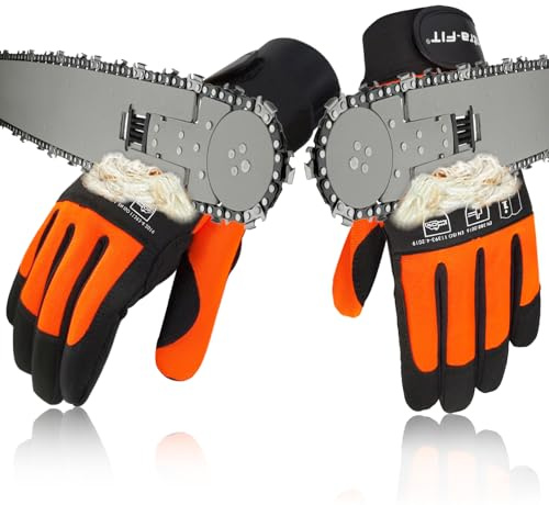 Intra-FIT Kettensägen-Schutzhandschuhe EN ISO 11393-4 KLASS 1 aus Kunstleder mit Schnittschutz auf beiden seiten, Forst-Schnittschutzhandschuhe für Motorsäge