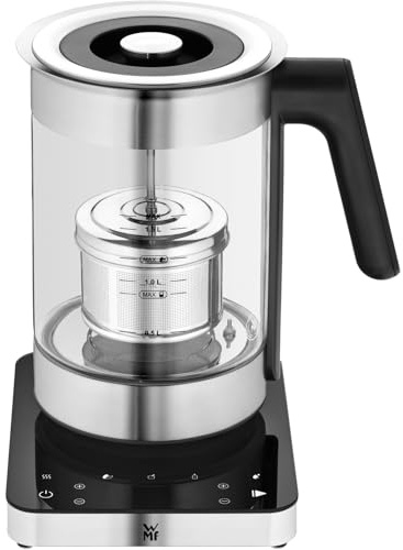 WMF Lumero 3in1 Glas-Wasserkocher 1,6 l, 360° Grad Ausgießfunktion, Wasserkocher Edelstahl, Teekocher, Babynahrung-Erwärmer, Multierhitzer, Joghurtbereiter, Temperatureinstellung, edelstahl matt