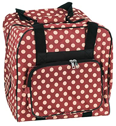 Overlock Tasche im Design rot/creme gepunktet