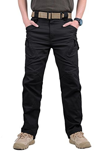 MAGCOMSEN Herren Draussen Dauerhaft Multi Taschen Entspannt-Fit Taktisch Cargohosen Arbeitshose, Schwarz, 34