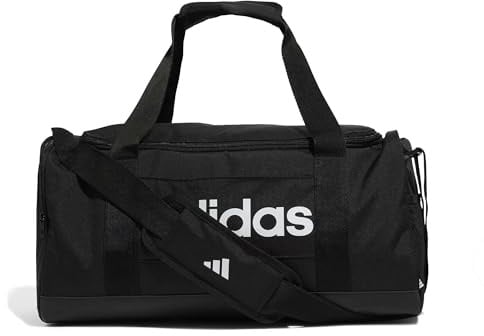 adidas Unisex Essentials Linear Duffel Bag Duffel Bag, Black/Black/White, S