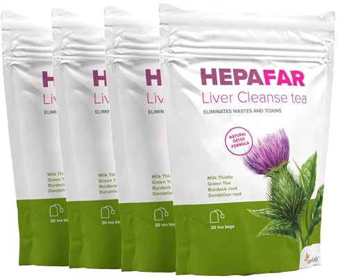 Leber Entgiften – Grüner Tee, Mariendistel, Löwenzahn und Klettenwurzel – Löwenzahntee – 80 Teebeutel – Hepafar von Sensilab