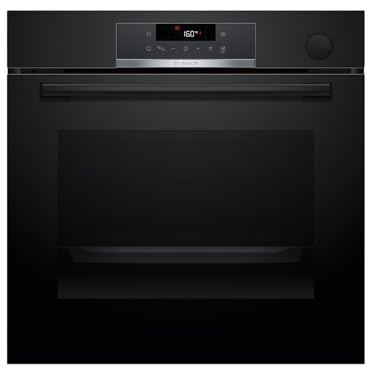 Bosch HRG532BB3, Serie 4, Einbau-Backofen mit Dampfunterstützung 60 x 60 cm, Air Fry Funktion, 15 Automatikprogramme, Hydrolytische Reinigungshilfe, 3D-Heißluft, LED Touch Control, Soft Close, Schwarz