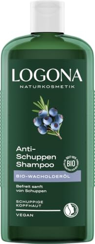 LOGONA Naturkosmetik Anti-Schuppen Shampoo für natürlich gesundes Haar, Geeignet für schuppige Kopfhaut, Haarshampoo mit veganer Formel aus Bio Wacholderöl, 1 x 250 ml