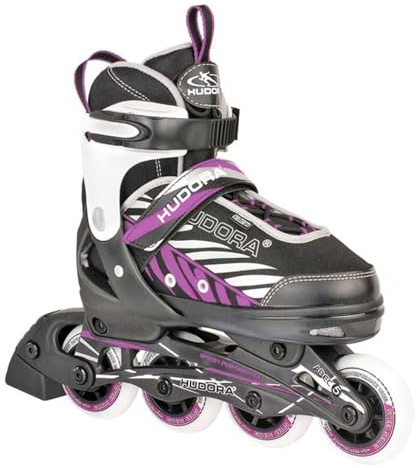 HUDORA Patines de ruedas Mia negro/morado - Patines para niños / adolescentes y adultos - tallas 33-36 - ajustables en 4 tallas - cómodos y elegantes