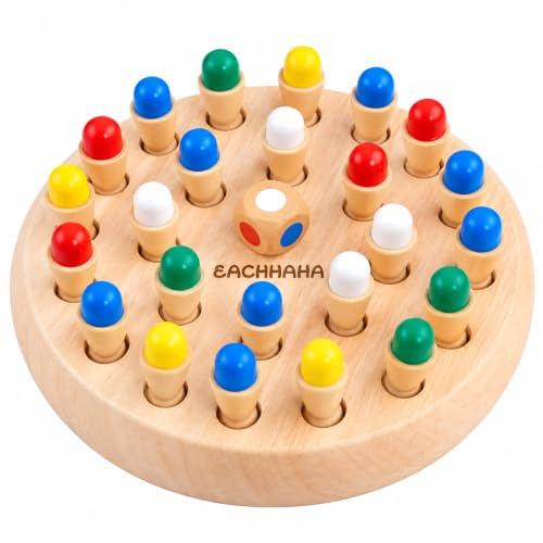 EACHHAHA Montessori Spielzeug ab 4 Jahre, Gedächtnis Schach lernspielzeug | Brettspiel aus Holz,Memory Spiel,Verbessert das Gedächtnis und die Farbwahrnehmung,Geburtstagsgeschenke für Kinder