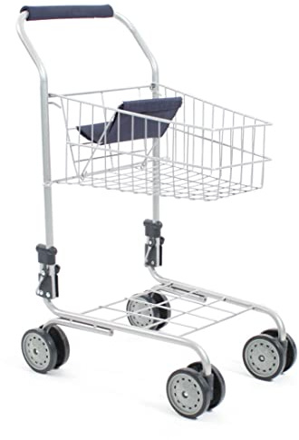 Bayer Chic 2000 760 50 Einkaufswagen aus Metall mit integriertem Puppensitz, tolle Ergänzung zum Kaufladen, Navy Blue