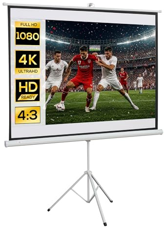 HOMCOM Beamer Leinwand mit Stativ 84 Zoll 4:3 Tragbar Projektor Leinwand Faltbare Stativ-Leinwände für Heimkino, Camping
