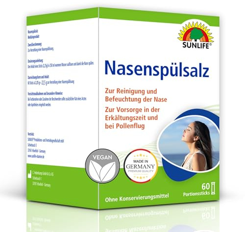 SUNLIFE Nasenspülsalz: Nasenspülung zur Reinigung verstopfter Nase, 60 Sticks à 2,25g
