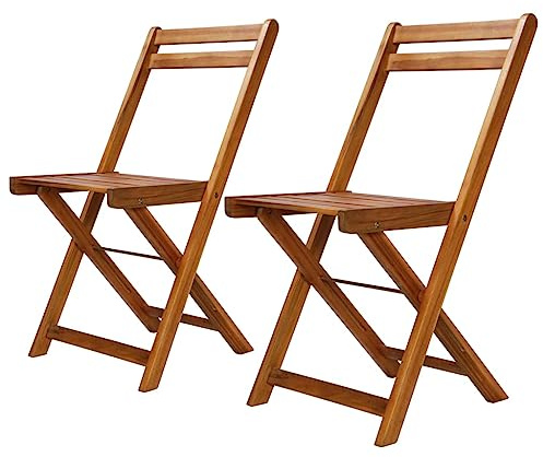 vidaXL Akazienholz Massiv 2X Gartenstuhl Klappbar Bistrostuhl Holzstuhl Stuhl