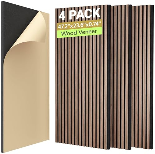 TONOR Holzfurnier Akustikpaneele Selbstklebend,120x60x1,9cm, 4 Stück | Große, schalldichte Platte für Wände, zum Abziehen und Aufkleben, Wandpaneele für Innenwanddekoration, 120 x 59 x 1,83 cm