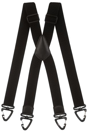Olata Robuste X-Hosenträger mit Kunststoff-Karabinerhaken – 4 cm Breit, Verstellbar und Unisex. Schwarz