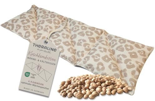 Theraline Kirschkernkissen groß 55x20 cm – Wärmekissen für Nacken, Schultern & Rücken mit 6 Kammern und Hülle aus 100% Baumwolle, Körnerkissen, Kirschkernkissen Mikrowelle (Leo)
