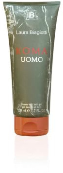 Laura Biagiotti – Roma Uomo Shower Gel 200 ml – Duschgel für Männer – Orientalisch-holzige Duftkomposition – Verführerische und würzige Noten – Tube mit Flip-Top-Verschluss
