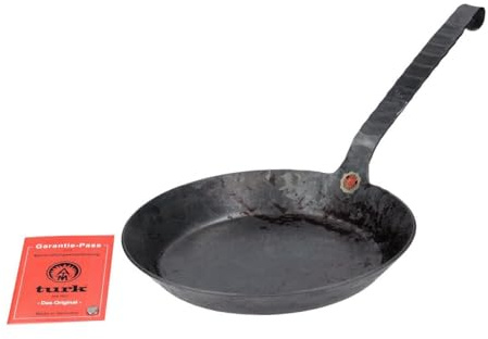 Turk 65526 Eisenpfanne mit flachen Hakenstiel freiform warmgeschmiedet, Durchmesser 26 cm