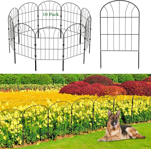 Dekorativer Metall-Gartenzaun Komplettset – 10 Paneele, Gesamtlänge 3,3 m (60 cm Höhe × 33 cm Breite pro Paneel) Beetzaun, Steckzaun, Gitterzaun – ideal für den Garten