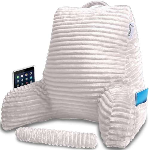Homie Lesekissen mit Handgelenkstütze, Armlehnen und Rückenstütze für Bettruhe, Faulenzen, Lesen, Arbeiten am Laptop, Fernsehen (weiß)
