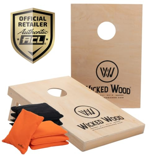 Offizielles Cornhole Set 90x60cm - 2x4 Cornhole Säckchen - EIN offiziell ACL-lizensiertes Set of Cornhole Boards - Sackloch Spiel für Outdoor - Verschiedene Designs erhältlich