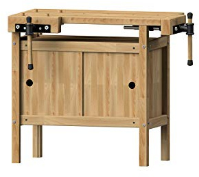 ANKE Hobelbank / nachhaltige Kinderhobelbank Modell 40 (Oberfläche Werkbankplatte gewachst, Korpus Naturbelassen, höhenverstellbar; 920 x 540 x 640/750 mm, Werkbank inkl. 8 Holzbankhaken) 800058