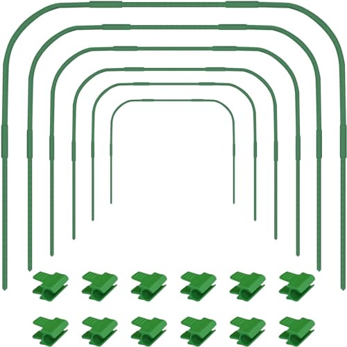 YUNSTK 6 x Pflanztunnel, 86 x 110 cm Gartenreifen für Reihenabdeckung, Rostfreier Stahl Tunnelbögen mit Kunststoffbeschichtung, Gewächshaus-Reifen für Pflanzenabdeckung, Durchmesser 11 mm