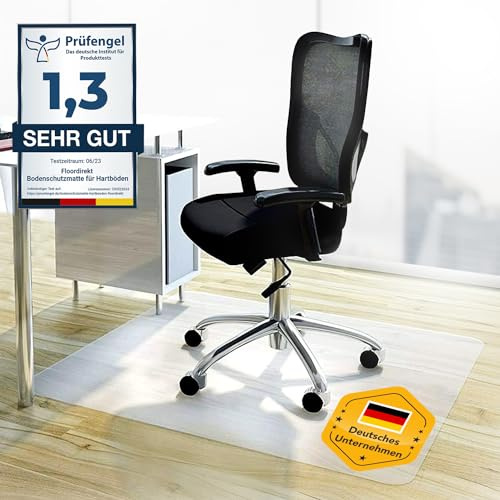 Floordirekt Bodenschutzmatte - Kratzfest, rutschfest, Milchweiß - Bodenmatte, Bodenschutz, Bürostuhlunterlage, Unterlegmatte, Schutzmatte für Laminat, Parkett, Hartböden (90 x 90 cm)