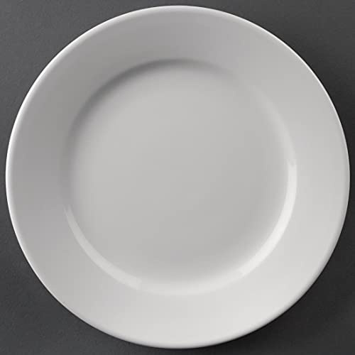 Olympia Athena Porzellanteller mit breitem Rand, 165 mm (12 Stück) – Kleine Beilagenteller, ideal für Desserts, Vorspeisen und Salate – Spülmaschinen- und ofenfest CC206