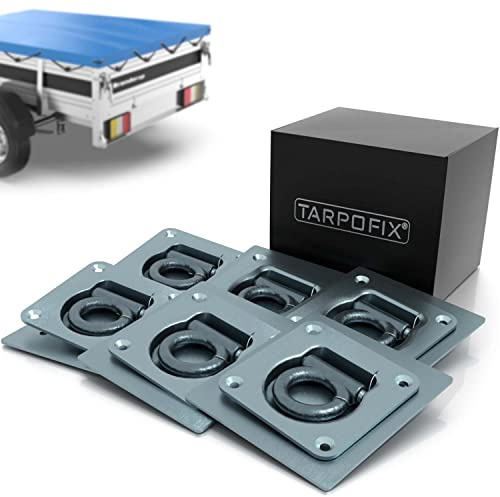 Tarpofix® Anhänger Zurrösen mit Gegenplatten (6 Stück) | Robuste Zurrmulden aus verzinktem Stahl | Hohe Zugkraft von 800daN pro Zurrhaken | Langlebiges Anhänger Zubehör für sichere Ladungssicherung
