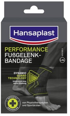 Hansaplast Performance Fußgelenk-Bandage, Sprunggelenkbandage stabilisiert & entlastet das Gelenk, Knöchelbandage für rechtes & linkes Fußgelenk unterstützt die aktive Erholung, Größe L/XL