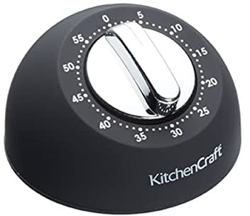 Kitchen Craft Mechanischer Küchentimer mit Soft-Touch-Oberfläche, 1 Stunde, KCMTIMBLK, Schwarz, 8.1 x 8.1 x 5 cm