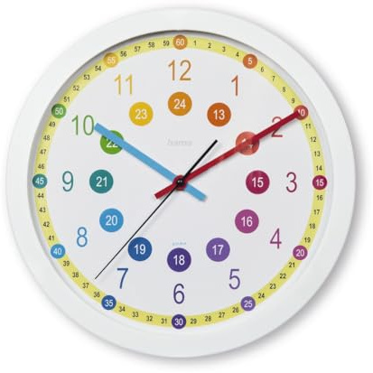 Hama Kinder-Wanduhr Easy Learning, Durchmesser 30 cm, geräuscharm