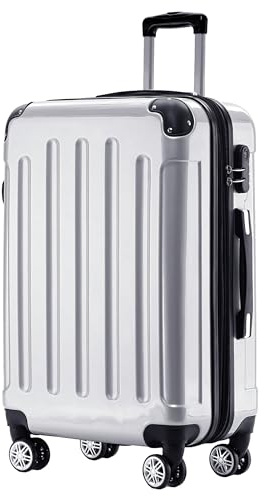 BEIBYE Zwillingsrollen 2048 Hartschale Trolley Koffer Reisekoffer Taschen Gepäck in M-L-XL-Set (Silber, M)