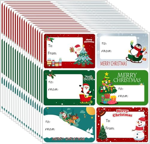 TUTINGKE 150 Stück Aufkleber für Weihnachtsetiketten, Weihnachtsaufkleber, Aufkleber für Weihnachtsgeschenke, Geschenketiketten, Bonbontütenaufkleber, Handbeschreibbares Etikettenpapier (A)