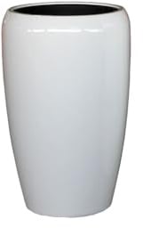 Moderne & Hochwertige Pflanzvase / Pflanzkübel – Fiberglas - Mit Einsatz – Indoor & Outdoor – Wetterbeständig & Frostsicher – Blumenkübel / Pflanzgefäß / Vase / Kübel (Glänzend Weiß, Höhe: 50cm)